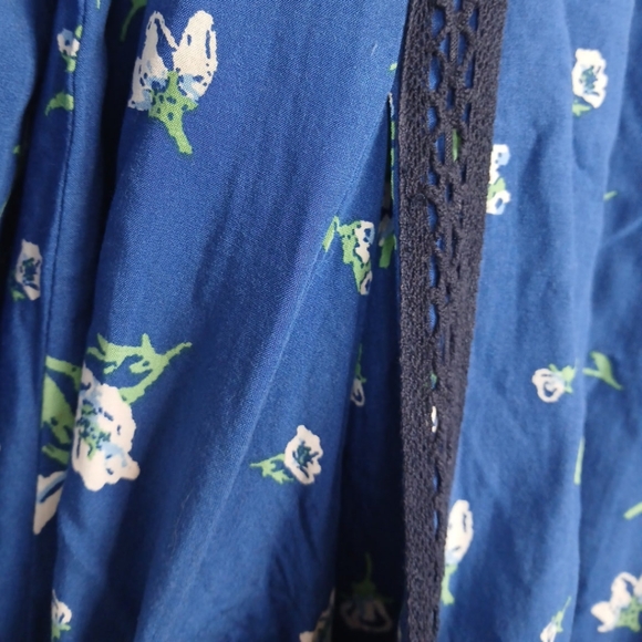 Matilda Jane Med Blue White Day Tripping Floral Swing Dress Bohemian Lace Flowy - Picture 6 of 10